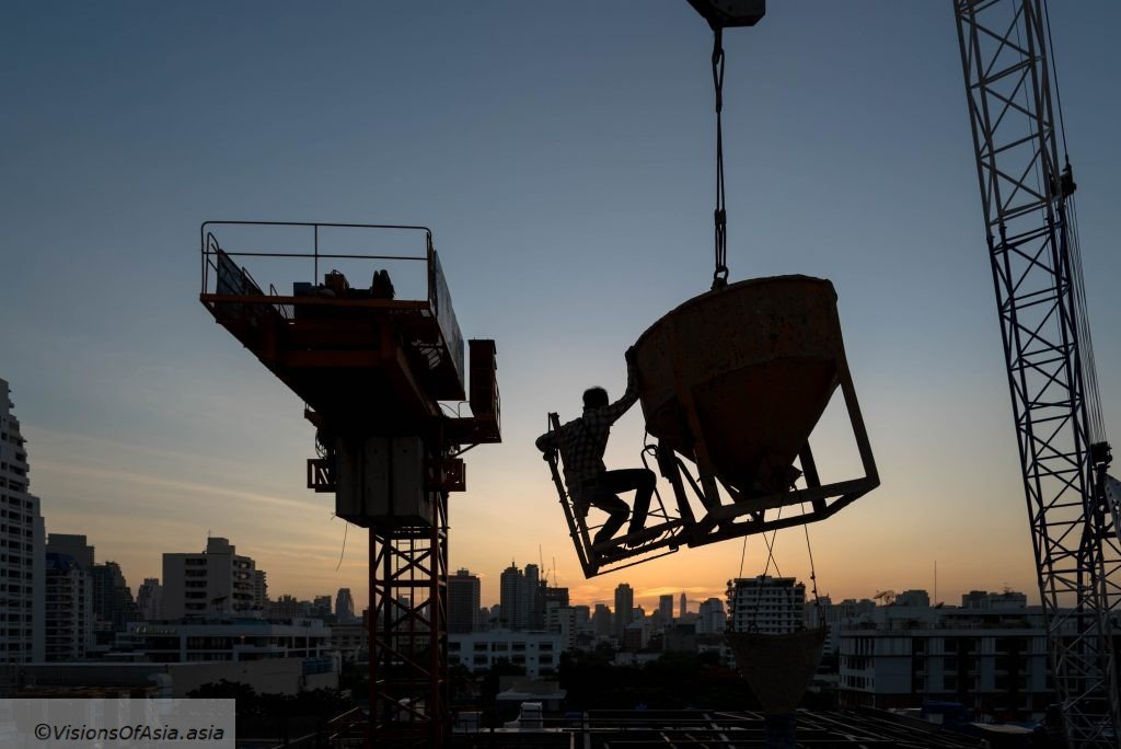 Crane on sunset