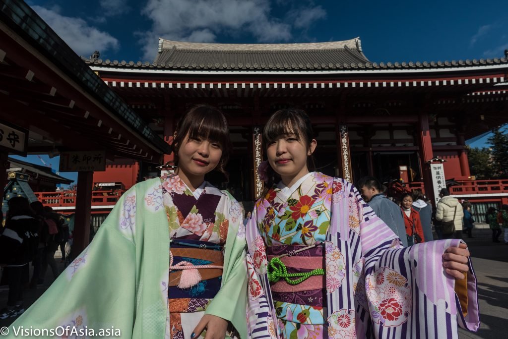 Two young girls in kimono