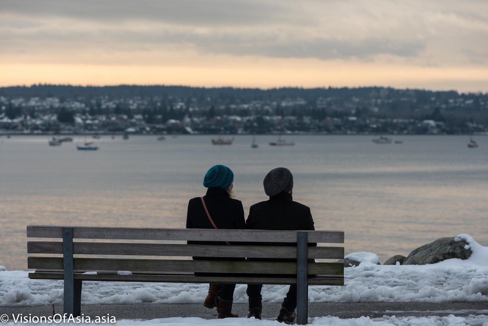 Couple on English bay watching scenery