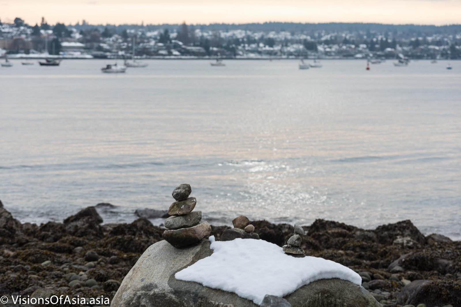 Stone piles in English bay