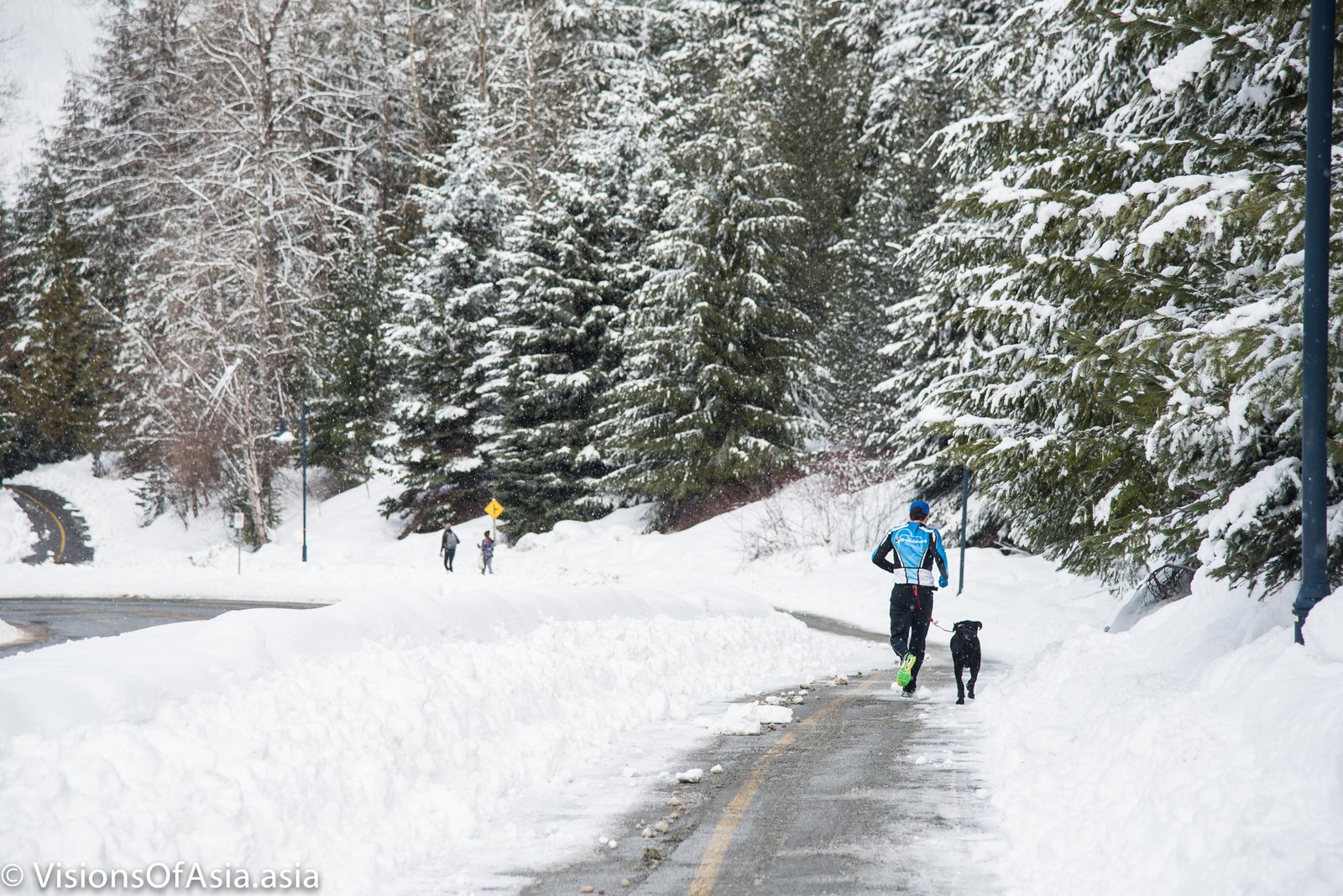 Jogging in the snow.