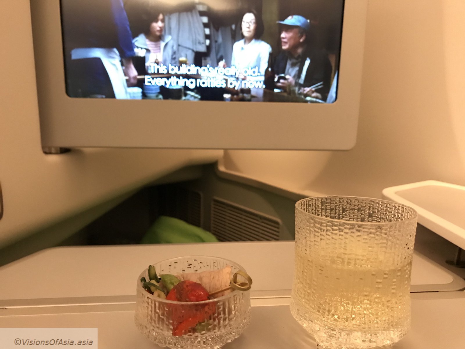 Entrée of business class meal on flight AY099