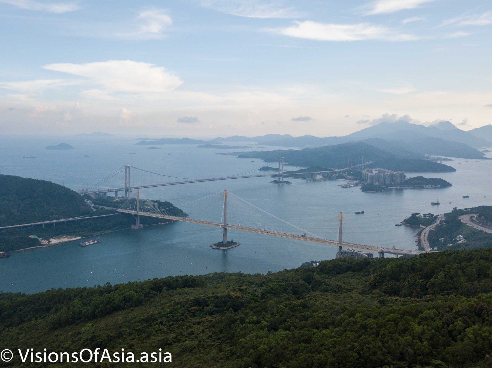 View on the Tsing Ma bridge