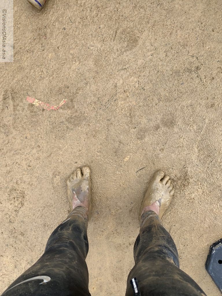 Bare feet after the race