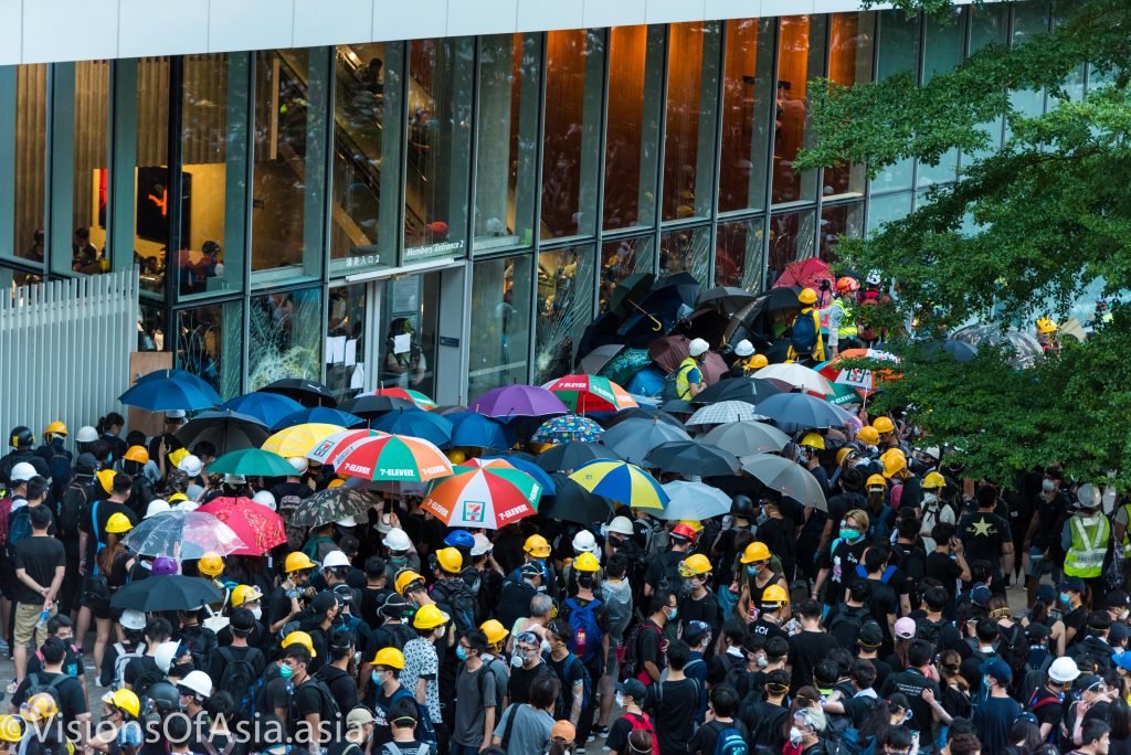 Protesters try to break into the LegCo