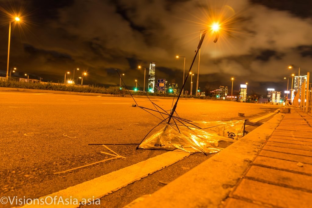 A symbol of Hong Kong: a broken umbrella