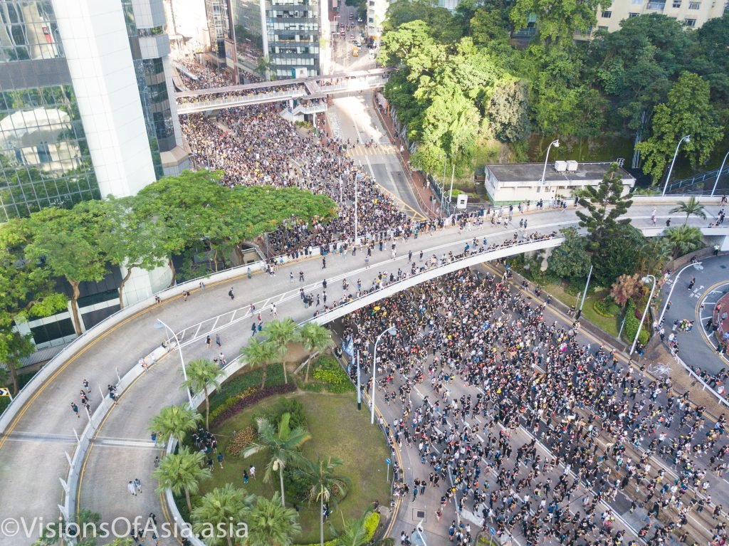 Protesters near Central Hong Kong