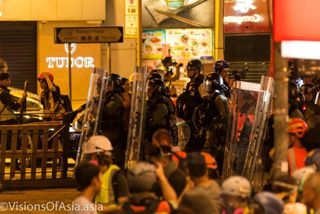 Police deployed on Nathan Road