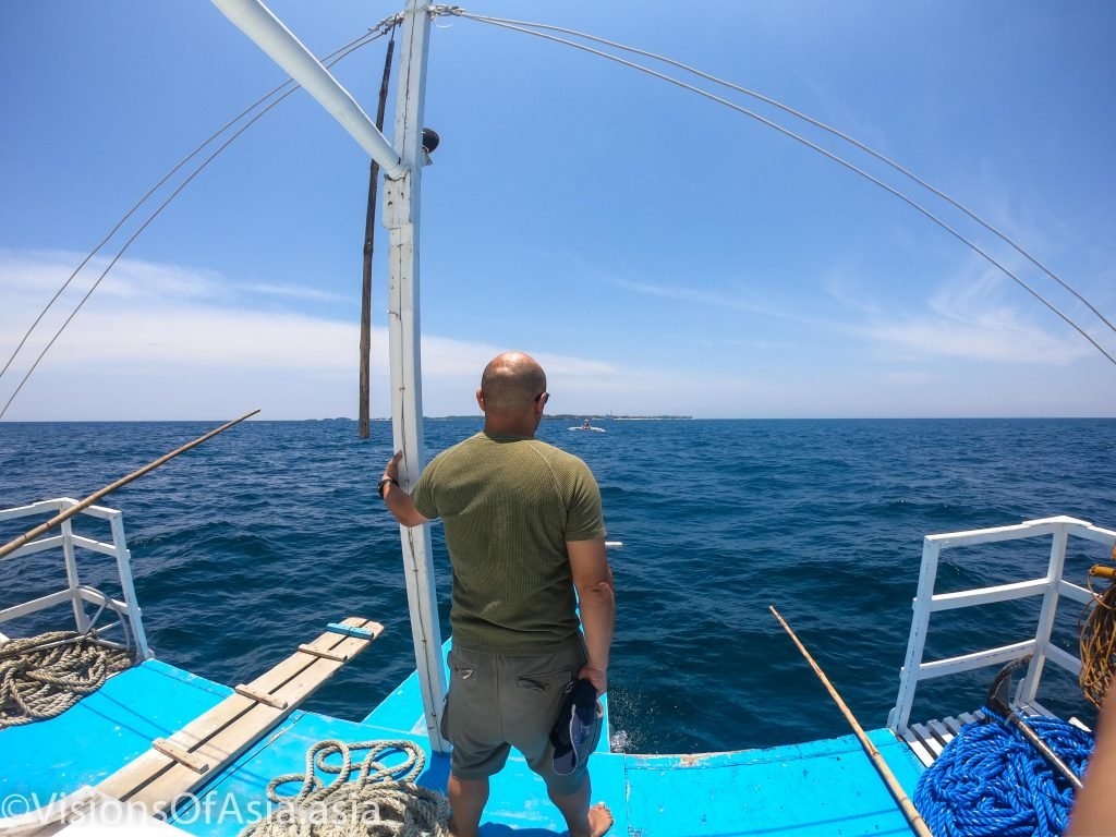 On the front of a boat