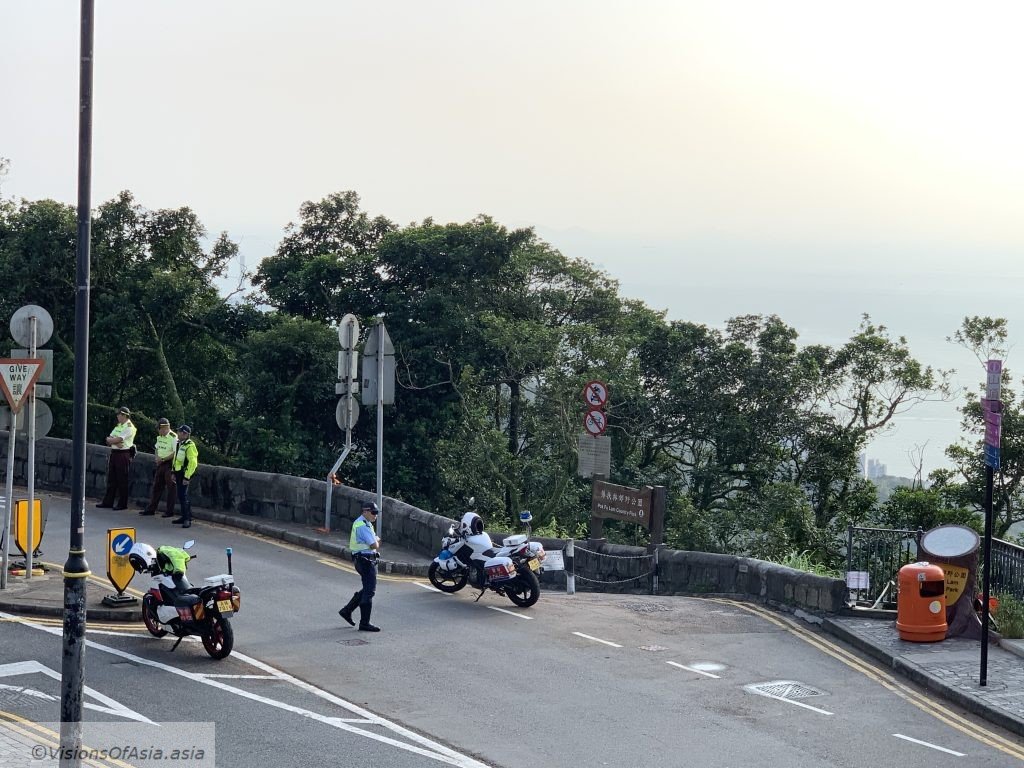 Police checkpoint on the Peak