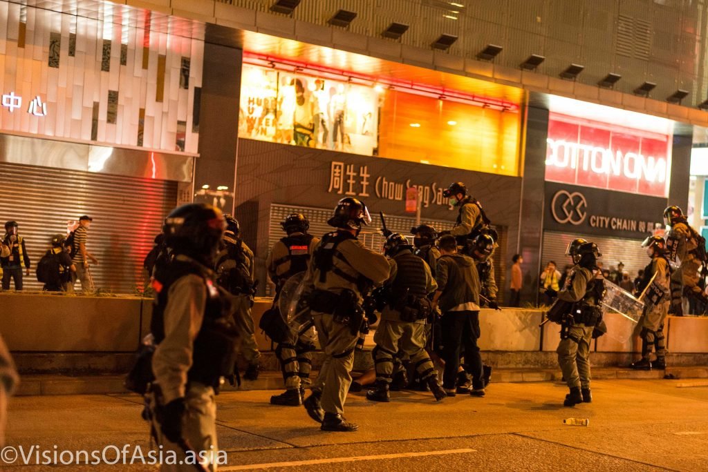 An individual arrested after chasing the policeman