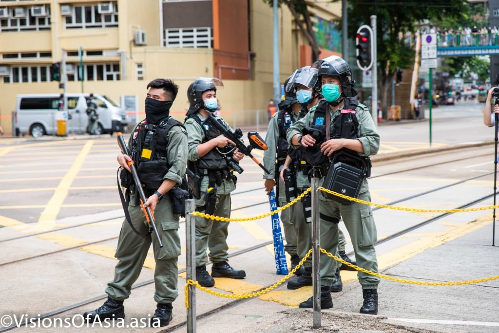 A riot police team in Causeway Bay