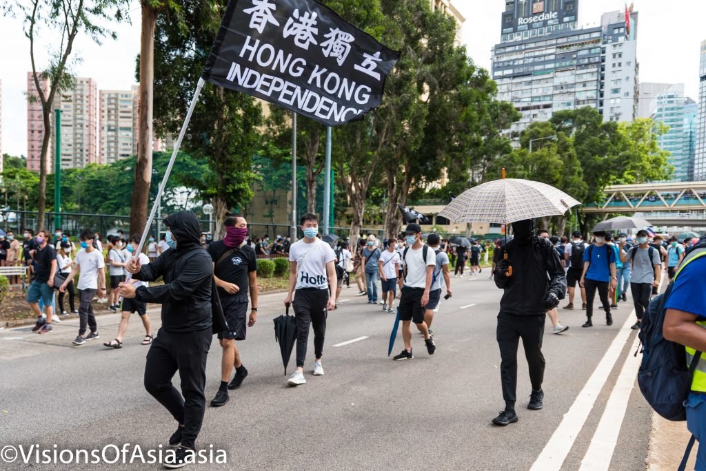 A protester with a HK independence flag